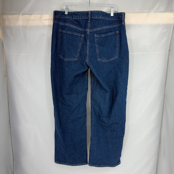 Old Navy Women 14 Wide Leg Jeans Dark Wash Denim Mid Rise Cotton Blend Modern - Picture 3 of 11